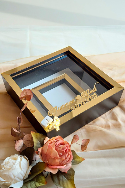 Verda Çerçeve 25x25 Cm Siyah-gold Fotoğraf Bölümlü Ledli Isimli Anı Çerçevesi...