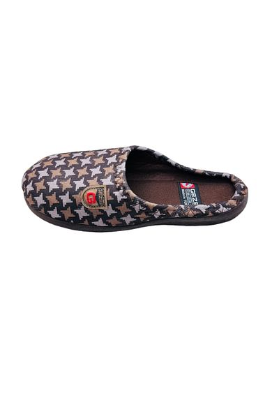GEZER Men's slippers, brown with star print, size 40, heel model, 26 centimeters