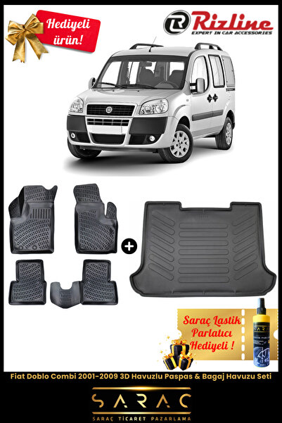 Rizline Fiat Doblo Combi 2001-2009 Havuzlu Paspas & Bagaj Havuzu Seti+HEDİYELİ!