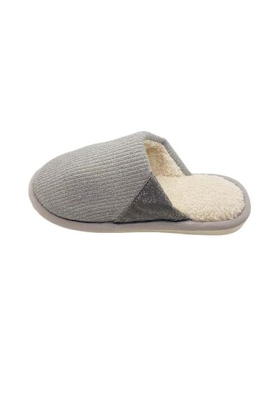TECOS Furry Slippers for Adults, Size 44-45, Grey, Very Warm, 29 Centimeters