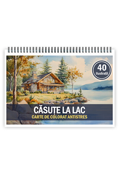Legendary Gifts Carte de colorat pentru relaxare și antistres, 40 de ilustrații, Lake Cottages, 86 de pagini, format A4