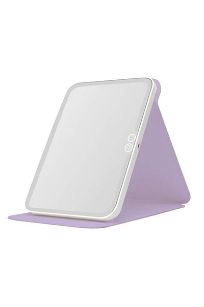 ABYZ LED Makeup Mirror, Portable and Foldable Stand, dimensions 20X14cm Purple