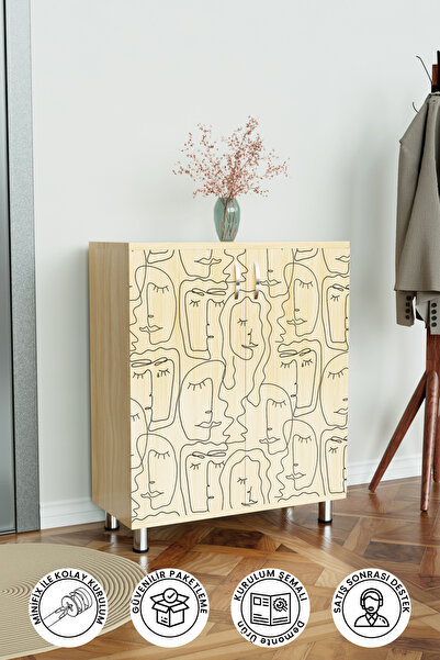 Hediyeler Kapında Minimal faces 4 Raflı Ayakkabılık Antre Hol Çok Amaçlı Ayak...