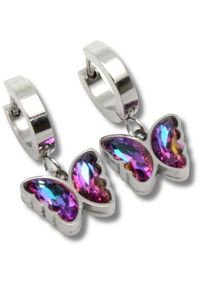 Waves And Pebbles Silver Butterfly Earrings