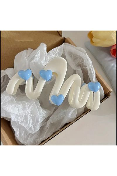 Accessories Vanilla Avenue White Heart Λεπτομερής γυαλιστερή γιγαντιαία γυναικεία καρφίτσα μαλλιών καθημερινής χρήσης 1 τεμάχιο
