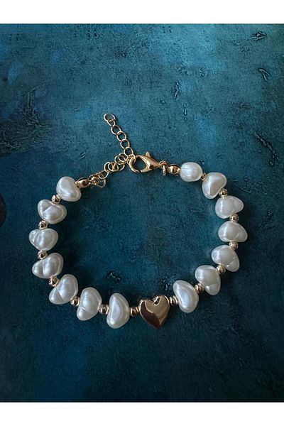 LAİKA Gold Detailed Heart Pearl Look Bracelet