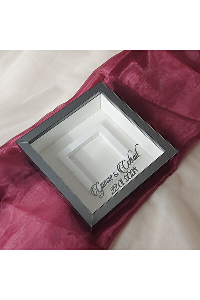 Verda Çerçeve Cadru de memorie 25x25 cm Verda fumuriu cu secțiune foto - Cadru de memorie cu adâncime de 6 cm - Nume Data Cadou