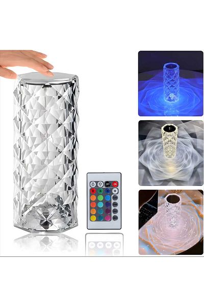 Generic مصباح طاولة LED على شكل وردة ماسية مع مفتاح تحكم باللمس متغير اللون (16 لونًا متغيرًا)