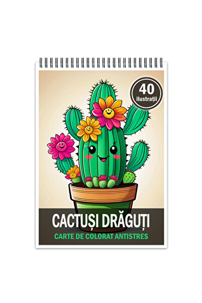 Legendary Gifts Carte de colorat antistres, 40 de ilustratii, Cactusi Draguti