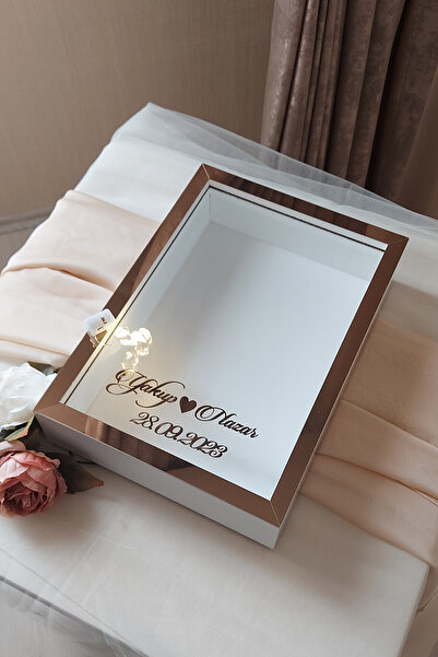 Verda Çerçeve Yeni Model 25x35 Cm Beyaz-bronz Ledli Derin Gül Tasarım Çerçeve...