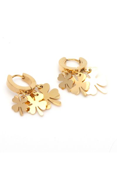 Waves And Pebbles Clover Earrings