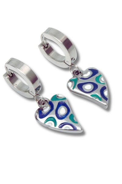 Waves And Pebbles Evil Eye Heart Earrings