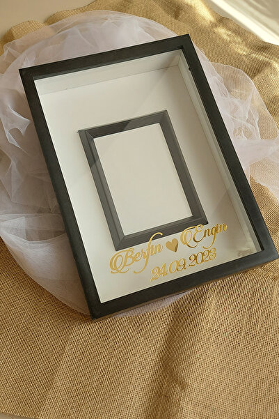 hobicehayaller Rama de memorie de 25x35 cm cu sectiune foto cu nume! Noi cutii de trandafiri la modă! Design de flori de promisiune!