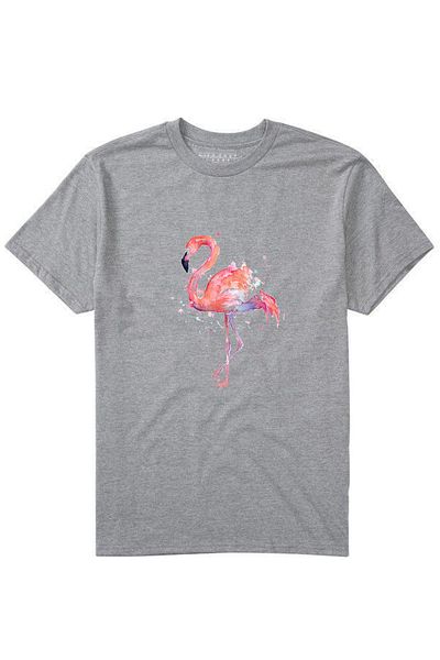 makiteks Flamingo printed γυναικείο μπλουζάκι Unisex με λαιμόκοψη με στάμπα λευκό μαύρο γκρι μπλουζάκι