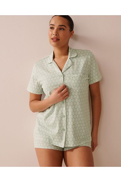 La Vie en Rose Geometric Print Shirt PJ Set
