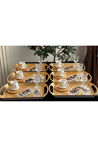 DİBA AVM 6 Person Turkish Coffee Cup Set 6 Person Cup Set 36 Pieces Presentation Set
