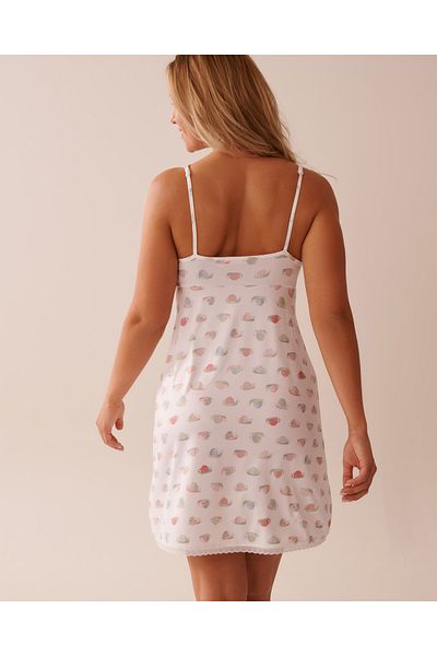 La Vie en Rose Snail Print Lace Trim Super Soft Nightie