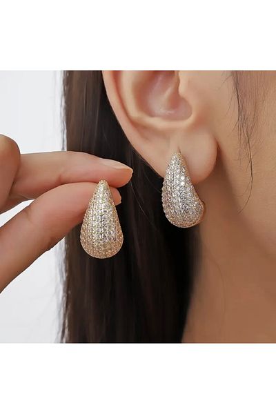 Accessories أقراط فانيليا أفينيو المتلألئة على شكل قطرة ماء مرصعة بالزركونيا أنيقة فاخرة للاستخدام اليومي للنساء