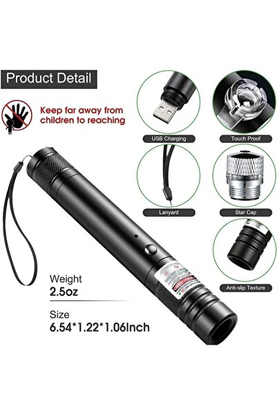 OEM Laser Pointer Rosu Puternic, Tnagora®, Incarcare USB, Metal, 10000 mW, Raza Maxim 10 Km