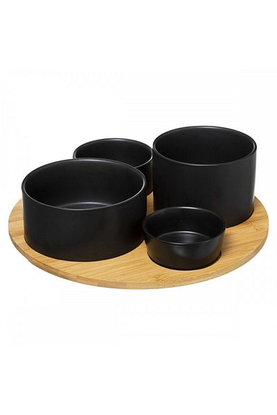 Secret de Gourmet Σετ σερβιρίσματος ορεκτικών Black Dom, κεραμικό, μπαμπού, 5 τεμάχια, 33x10 εκ.