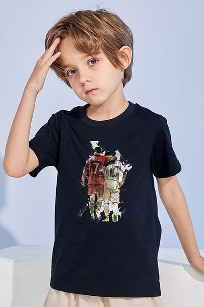 makiteks Βαμβακερό χτενισμένο μπλουζάκι για αγόρια με στάμπα 5 6 7 8 9 10 11 12 13 14 ετών Ποδόσφαιρο