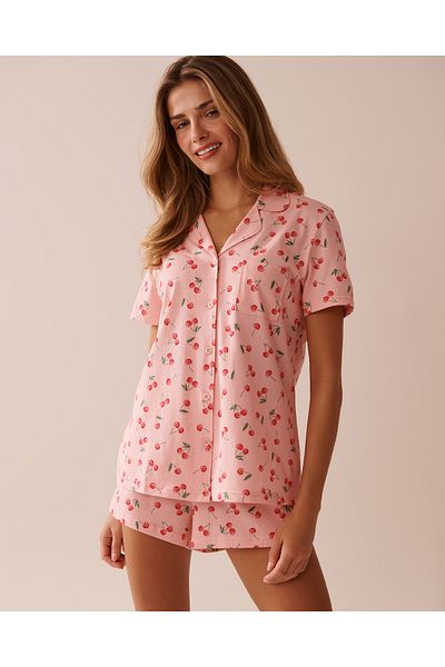 La Vie en Rose Cherry Print Shirt PJ Set