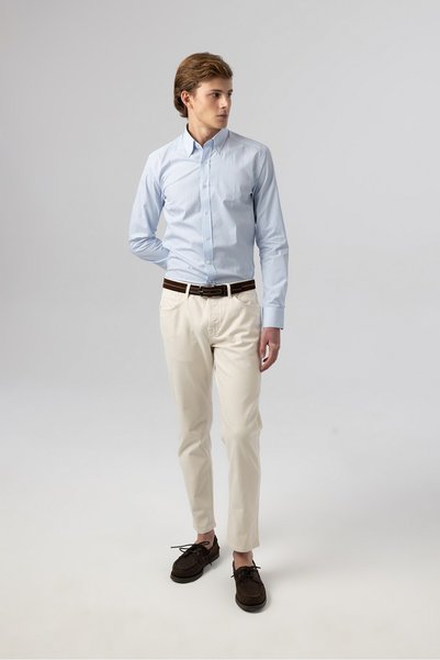 Score Michail Slim Fit Classic Blue White Striped Shirt 4002-214