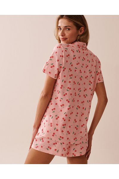 La Vie en Rose Cherry Print Shirt PJ Set
