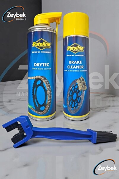 putoline Motosiklet Bakım Seti Drytech Zincir yağı + Balata (Fren) Spreyi + Zincir Fırçası Monero
