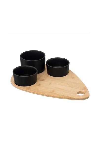 Secret de Gourmet Xeras Black appetizer serving set, ceramic, wood, 10 x 7 x H 10 cm