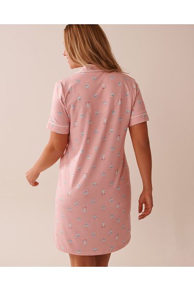 La Vie en Rose Seagull Print Super Soft Button-down Sleepshirt