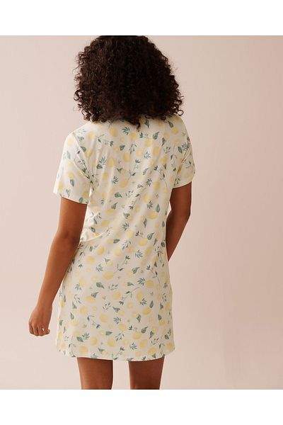 La Vie en Rose Lemon Print Super Soft Button-down Sleepshirt