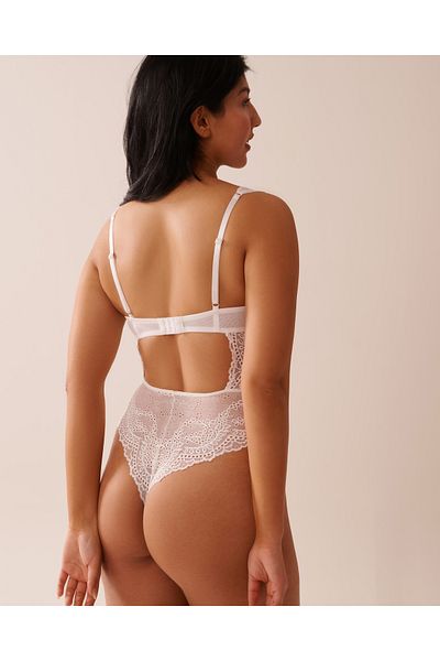 La Vie en Rose Floral Lace and Mesh Push-up Teddy