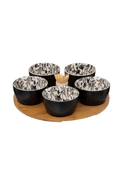 Secret de Gourmet Σετ σερβιρίσματος απεριτίφ Kelia, κεραμικό, ξύλο, 28 x Υ. 6 εκ.