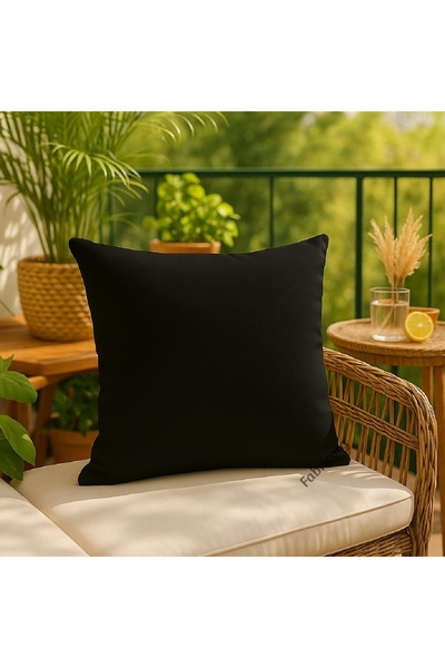 fabricorg Duck Cloth Throw Pillow Cover Suitable for Punch Black (40X40 cm)