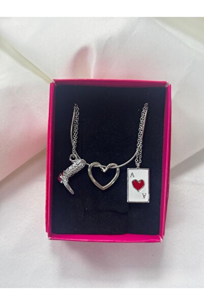 Perry Accesories 3 Pieces of Non-Tarnish Steel Necklace Knot Heart Necklace, ...