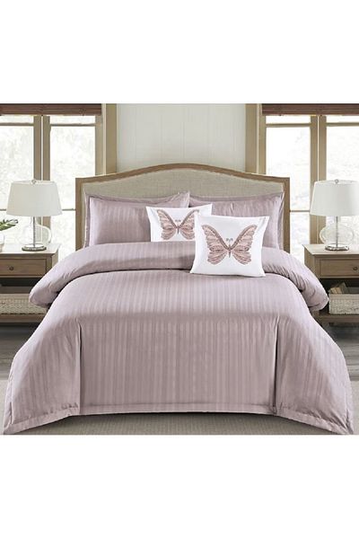 OEM Double Bedding Set, Finet Damask Striped, 6 Pieces, Fitted Sheet 180x200cm