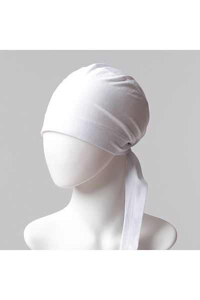 by boneci Combed Cotton Scarf Bonnet with Tie at the Back