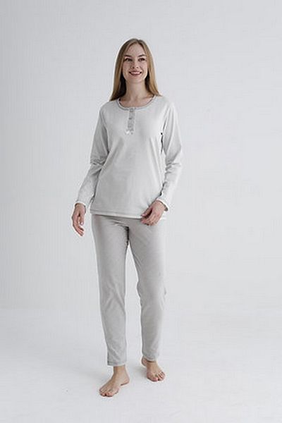 Reyhanlar Women's Cotton Combed Seasonal Long Sleeve Home Wear Pajama Sets