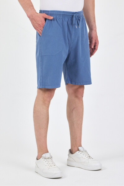 kırtex sport k teks şekil Men's Light Blue Elastic Waist Linen Shorts & Bermuda with Pockets