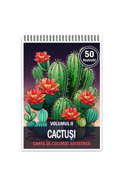 Legendary Gifts Carte de colorat antistres, 50 de ilustrații, Cactuși - Volum...