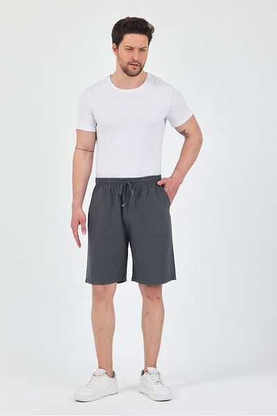 kırtex sport k teks şekil Men's Dark Gray Basic Linen Shorts & Bermuda