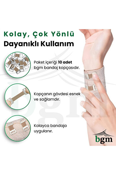 bgm Elastik Bandaj Yedek Kopça 10'lu Paket Yüksek Kalite Esneklik ve Dayanıklılık