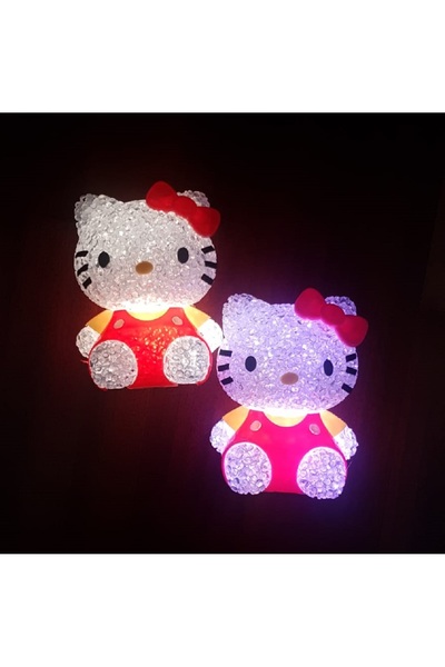 Livava Hello Kitty Işık Saçan Gece Lambası Renk Değiştiren, Kırmızı, 10x7