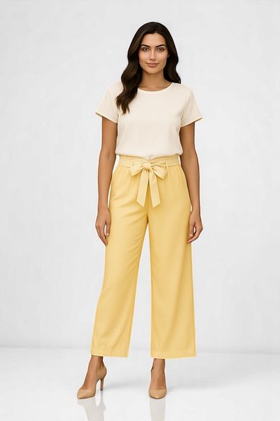 bb butik basic Belted Double Palazzo Trousers Db1634
