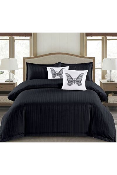 OEM Double Bedding Set, Finet Damask Striped, 6 Pieces, Fitted Sheet 180x200cm