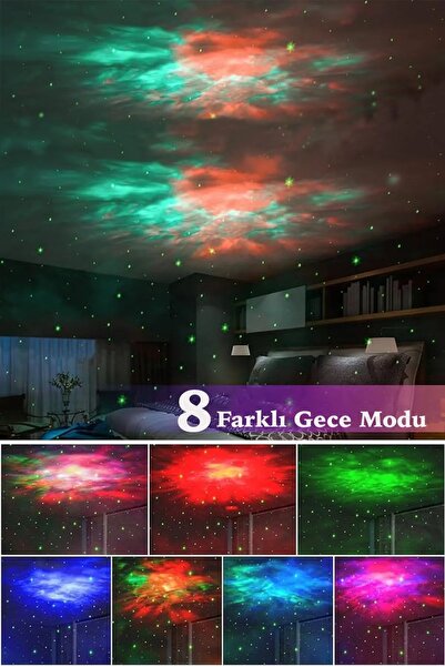keyfisepet en keyifli sepet Astronot Figürlü Galaxy Projeksiyon Gece Lambası – Uzaktan Kumandalı RGB Renkli Yıldız Işıklı Lamba