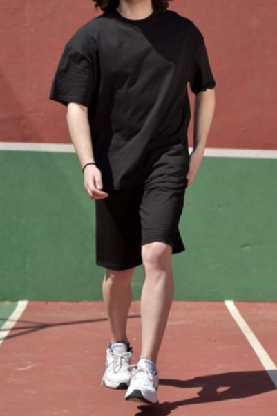 Syndra Unisex Siyah Oversize Bol Kalıp T-shirt Şortlu Alt Üst Ikili Takım
