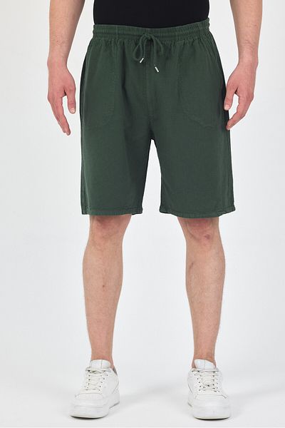 kırtex sport k teks şekil Men's Khaki Elastic Waist Linen Shorts & Bermuda with Pockets