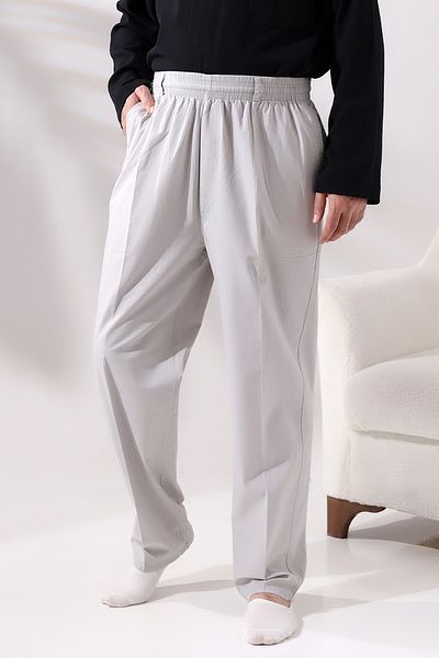 semazen Linen Hajj and Umrah Men's Shalwar Trousers Gray